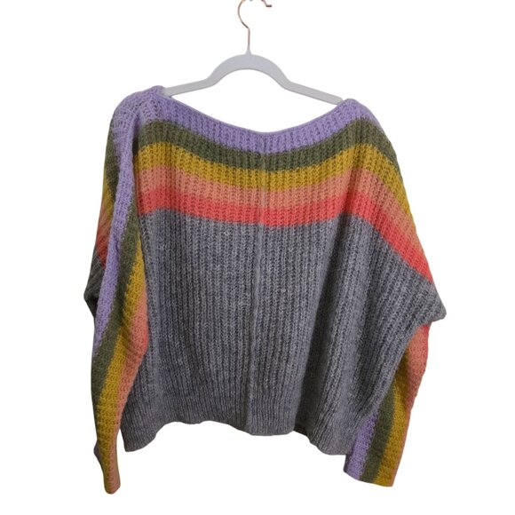 Free People See The Rainbow Alpaca Boxy Oversized Sweater Size S - Picture 3 of 10